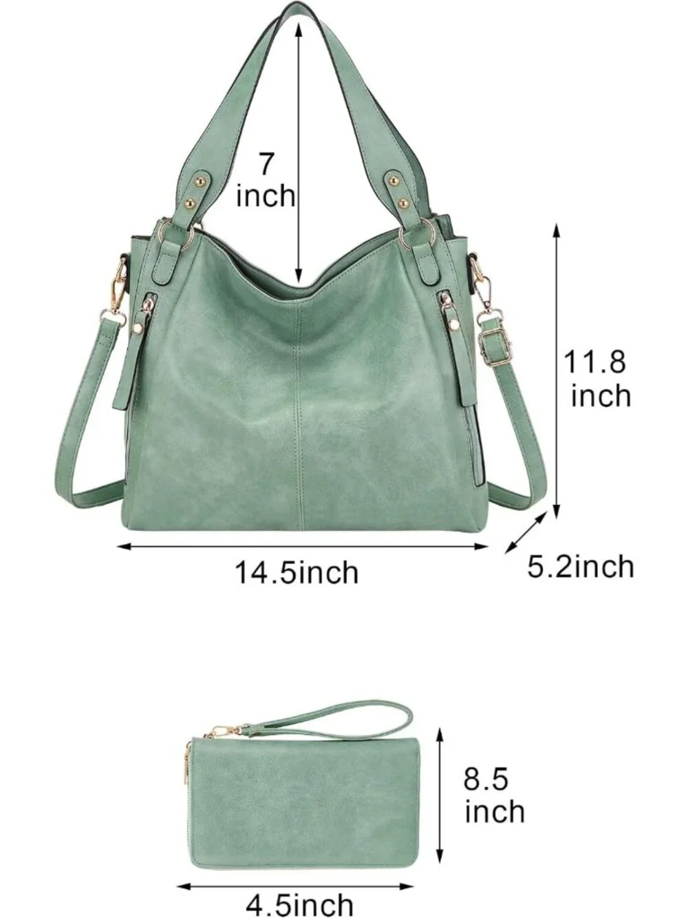 Stylish Women's Hobo Tote & Wallet Set - Soft Faux Leather, Large Capacity
